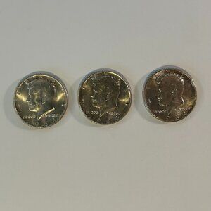 3 RARE 1964 Silver Kennedy Half Dollar Proof Coins | Accented Hair | 3 Coin Set
